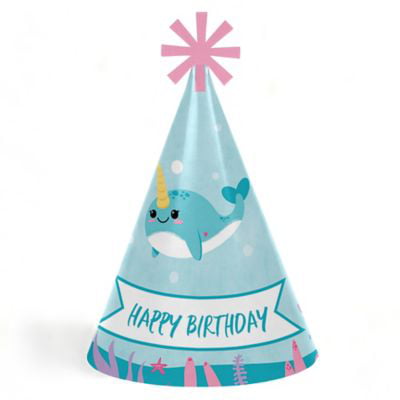 Standard Size Cone Happy Birthday Party Hats for Kids and Adults Set of 8 Tale of A Girl Whale 